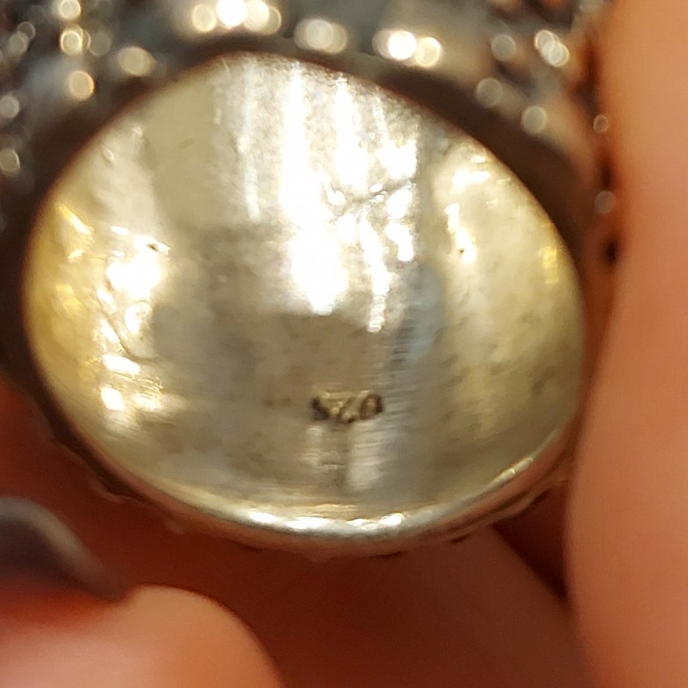 Handmade Mexican 925 Patterned Dot-work Ring - Picture 4 of 4